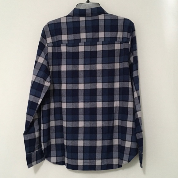 Impact Collection United by Blue Womens L Blue Long Sleeve Button Flannel Shirt - Picture 9 of 9